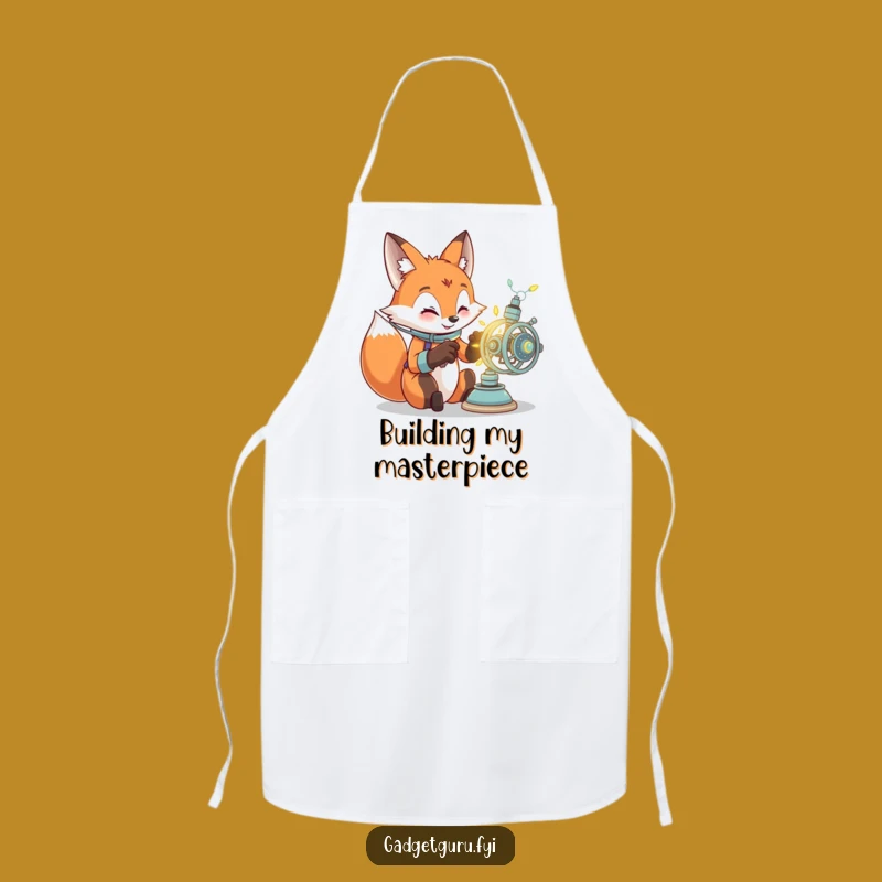 Funny Fox Inventor Apron: Cook Up Some Genius in the Kitchen!