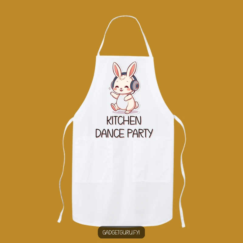 Funny Rabbit DJ Apron: Playful Character With Headphones And Beat