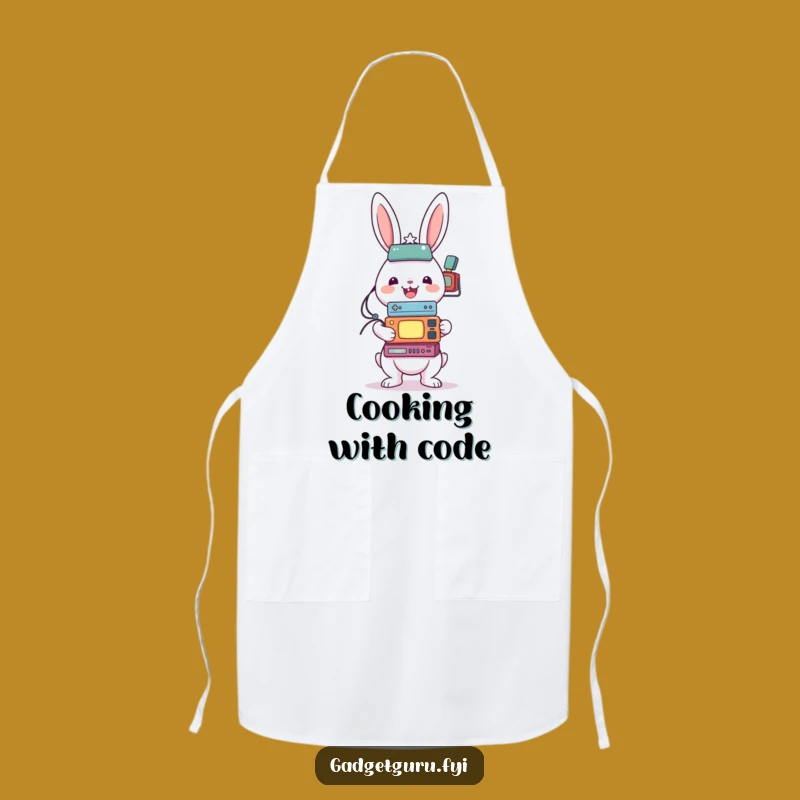 Funny Rabbit Kitchen Gadget Apron: Cook with Tech-Inspired Humor Gift