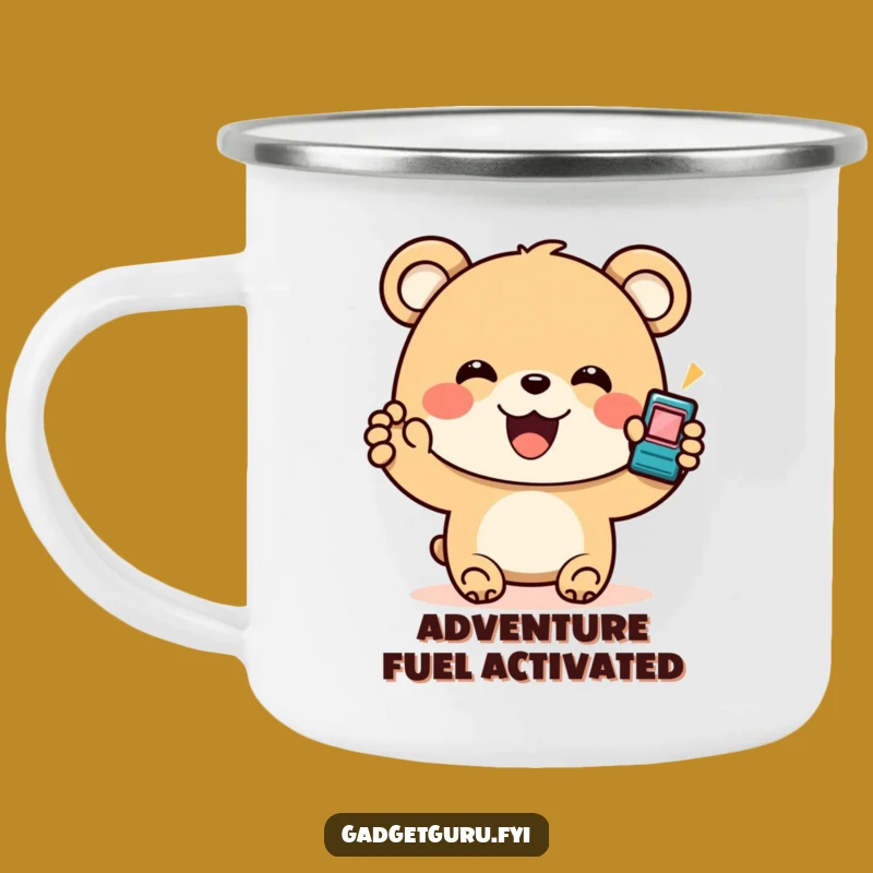 Funny Bear Gadget Camping Mug: Tech Joy for Your Outdoor Adventures