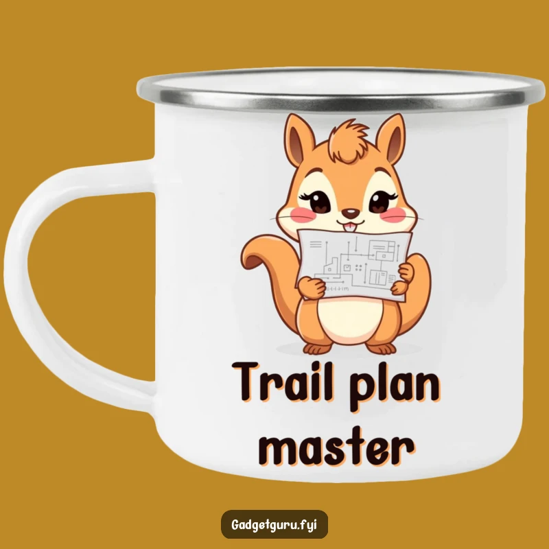 Funny Determined Squirrel Camping Mug: Blueprint Builder Cup, Perfect Outdoor Gift!