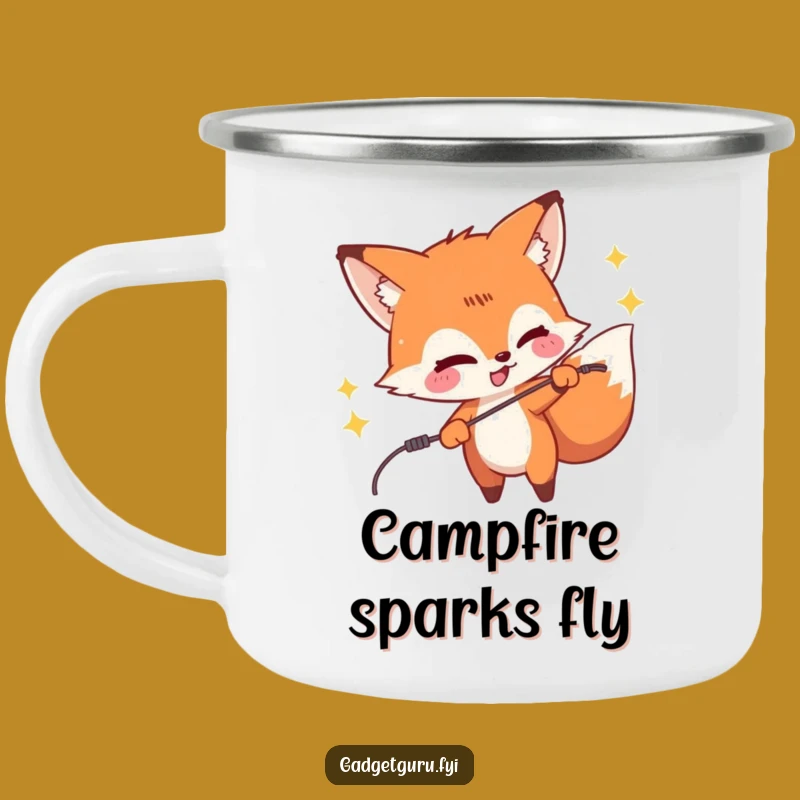 Funny Fox Zapping Wire Camping Mug - Hilarious Outdoor Prankster Gear
