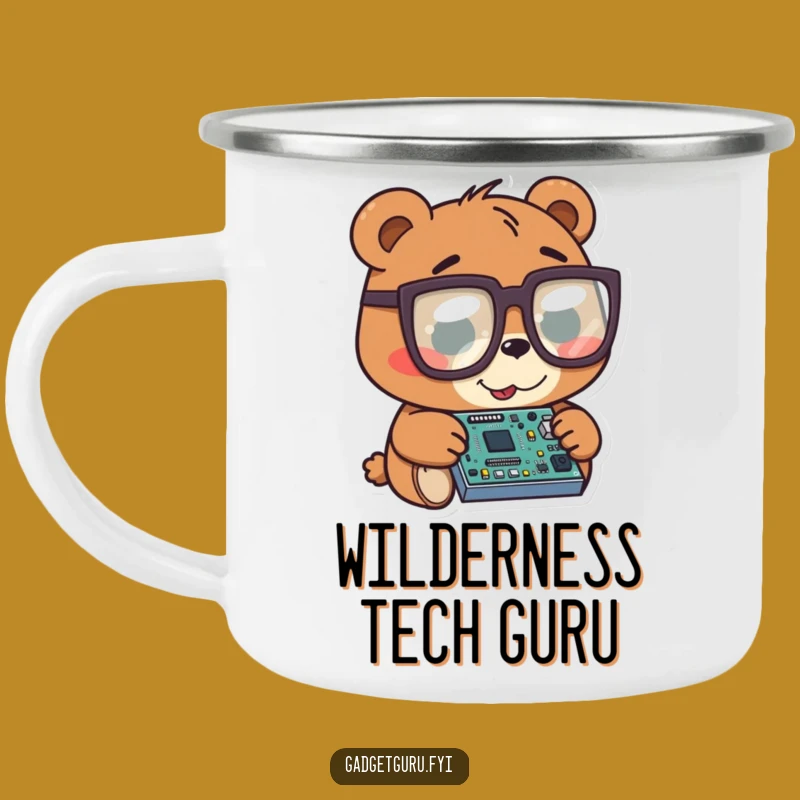 Funny Bear Tech Camping Mug: Hilarious Drinkware for Outdoor Geeks
