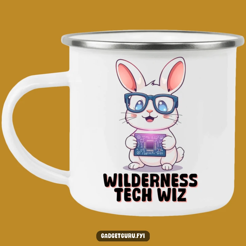 Funny Rabbit Scientist Camping Mug: Circuit Board Outdoor Drinkware