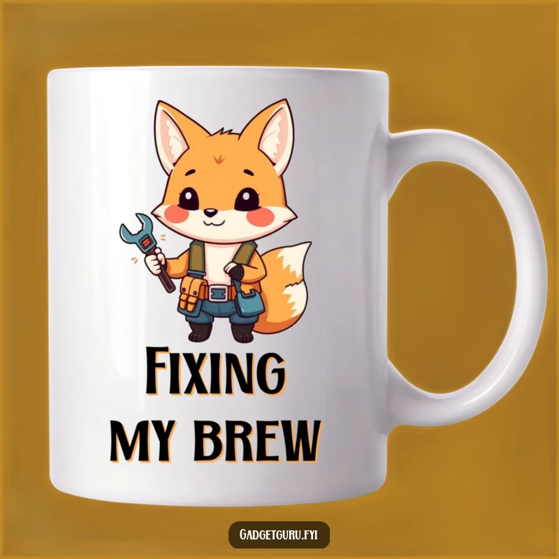 Funny Fox Mechanic Mug - Handy Helper, DIY Humor, Perfect Gift!