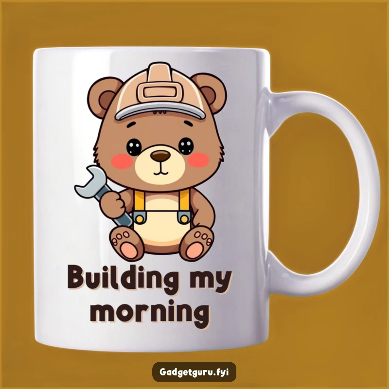 Funny Bear Cub Builder Mug - Cute Hard Hat Wrench - Great Construction Gift