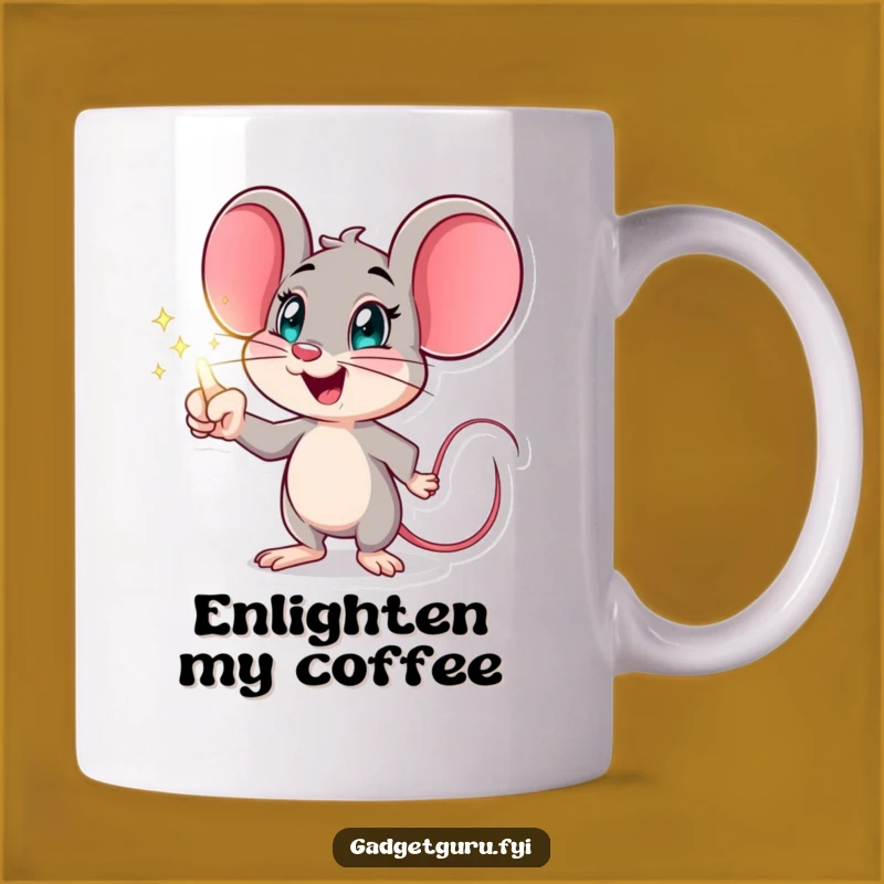 Funny Mouse Hologram Mug, Excited Pointer, Futuristic Humorous Gift