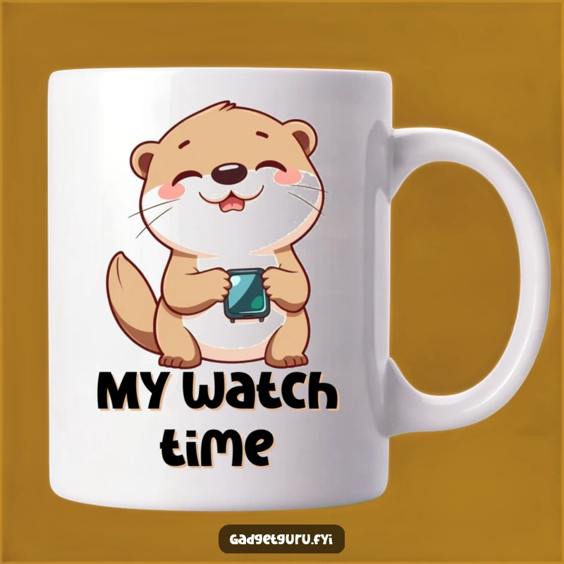 Funny Otter Smartwatch Mug - Playful Tech Fun, Joyful Gift!