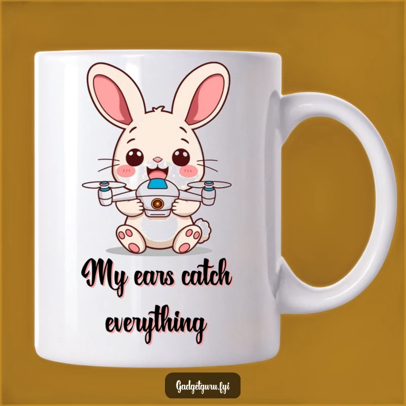 Funny Rabbit Drone Pilot Mug - Energetic Ears, High-Tech Fun Gift!