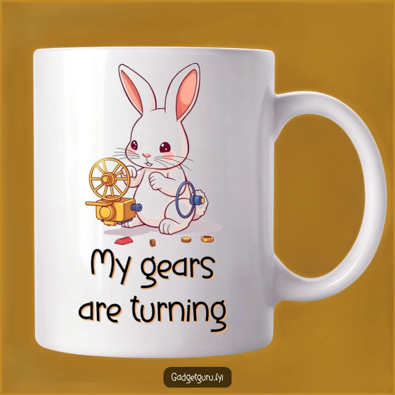 Funny Rabbit Inventor Mug: Whimsical Engineering Art, Perfect Gift for Makers!