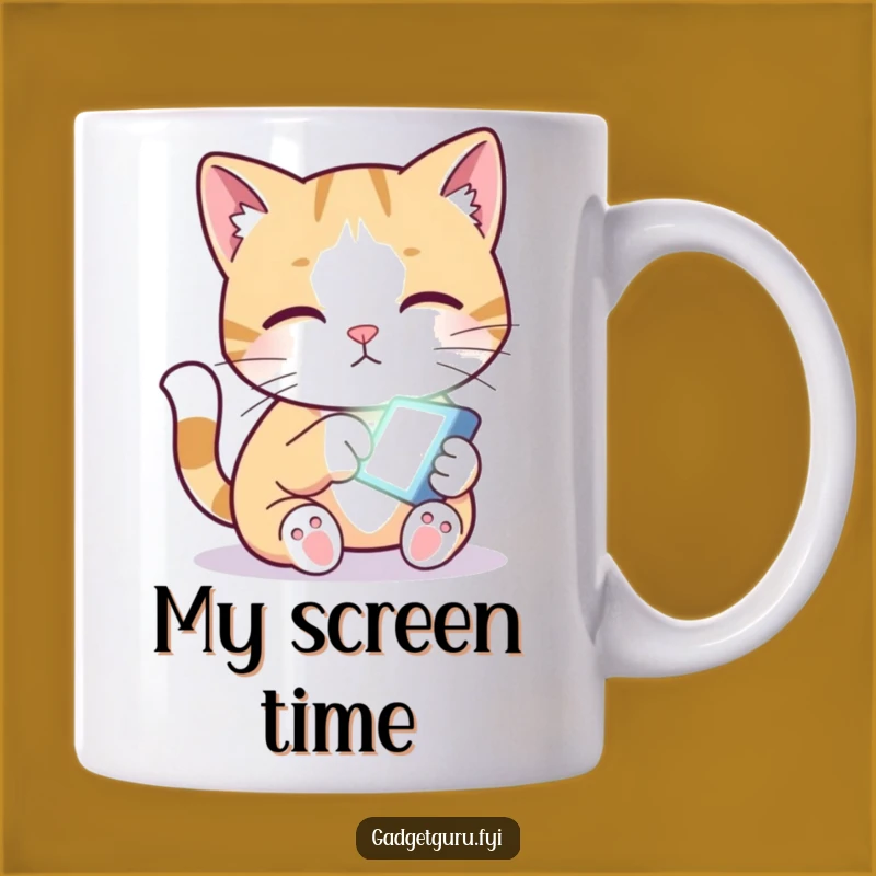 Funny Cat Screen Paw Mug - Curious Kitty, Tech Humor, Perfect Gift!