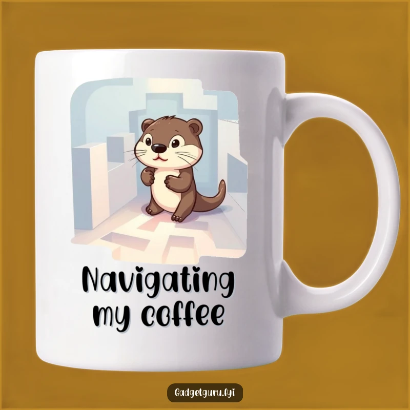 Funny Otter Maze Mug: Determined Character Solving Illuminated Puzzle