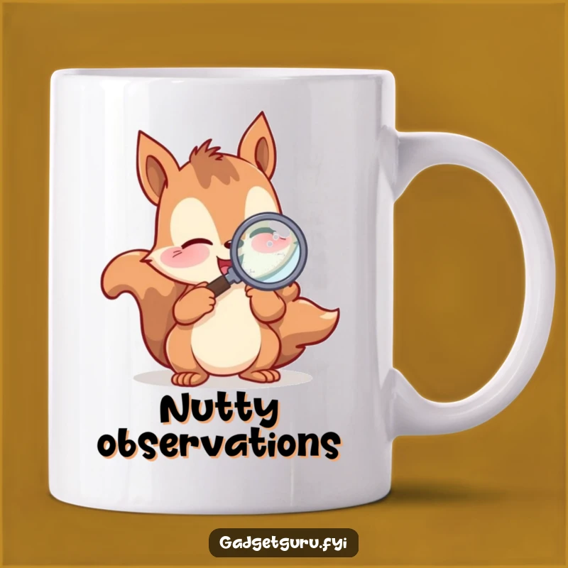 Funny Squirrel Magnifying Glass Mug - Curious & Humorous Gift