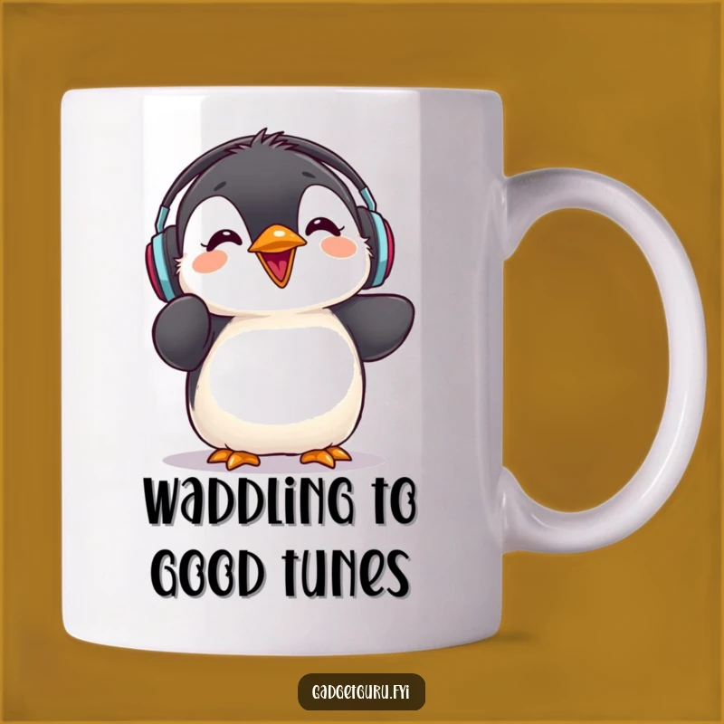 Funny Penguin Review Mug - Cute Headphones Chick - Hilarious Music Lover Gift
