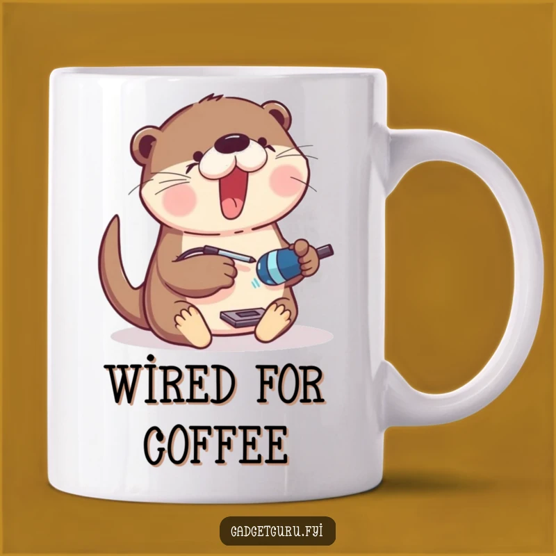 Funny Otter Gadget Maker Mug - Excited Tinkerer Otter Funny Gift for Inventors