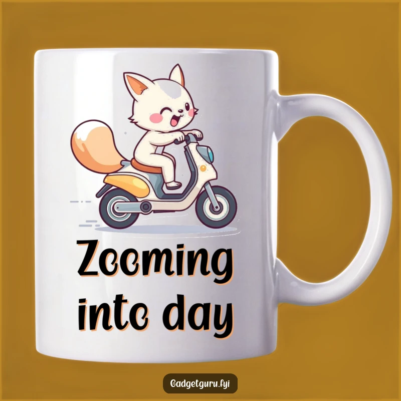 Funny Energetic Animal Scooter Zoom Mug: Fast Humor for Your Day!