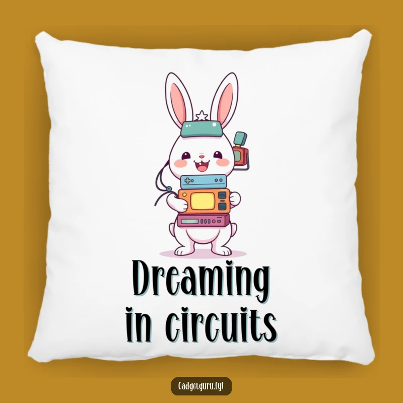 Funny Rabbit Gadget Stack Pillow: Cozy Humor for Tech Lovers Gift