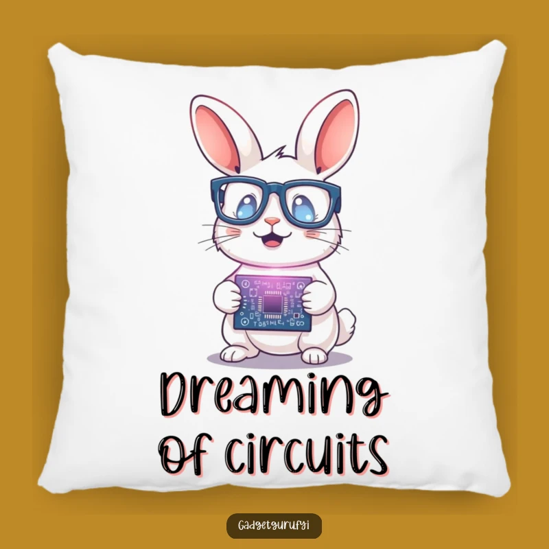 Funny Rabbit Scientist Pillow: Cozy Circuit Board Cushion