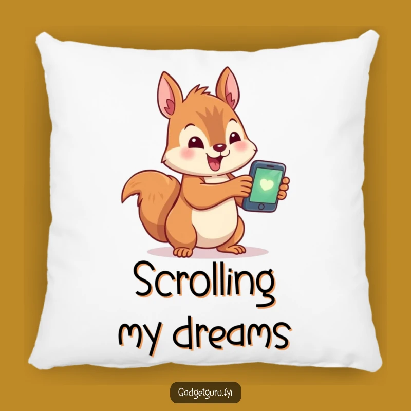 Funny Squirrel Smartphone Pillow - Cozy & Hilarious Tech Decor Gift