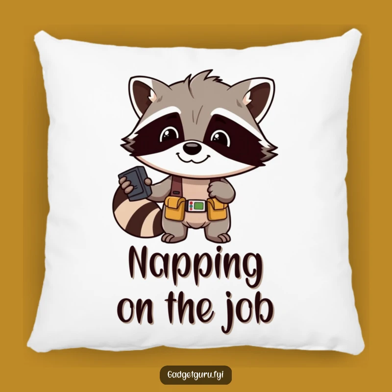 Funny Raccoon Decor Pillow: Cozy Comfort with a Hilarious Mechanic Character, Perfect Gift