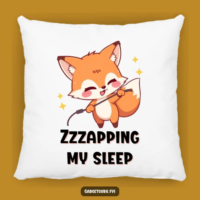 Funny Fox Zapping Wire Pillow - Cozy & Hilarious Prankster Decor
