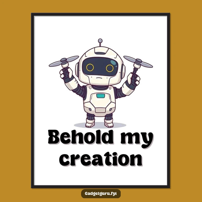 Funny Robot Drone Digital Print: Techie Art - Instant Hilarious Gift!