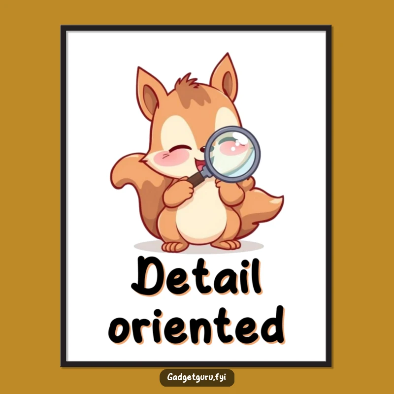 Funny Squirrel Magnifying Glass Digital Art - Instant Nature & Whimsical Decor