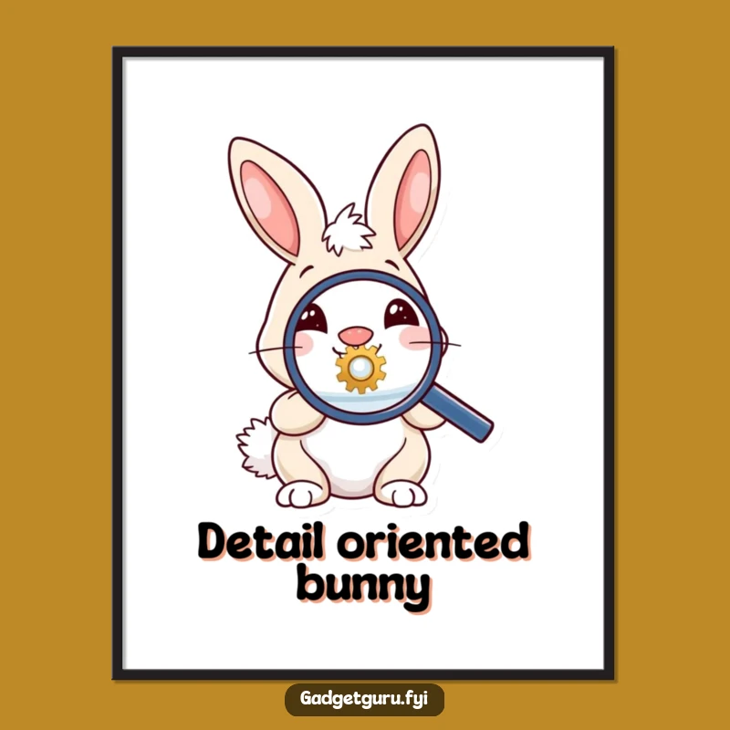 Funny Bunny Magnifying Digital Art - Instant Gift for Curious Decorators