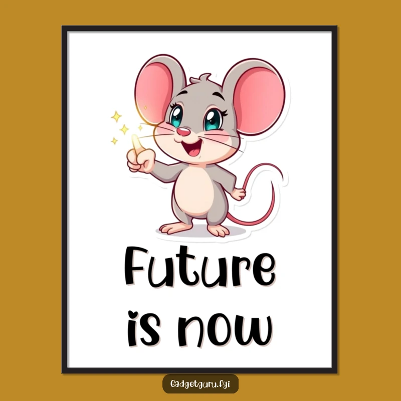 Funny Mouse Hologram Digital Art, Excited Printable, Instant Futuristic Humorous Gift