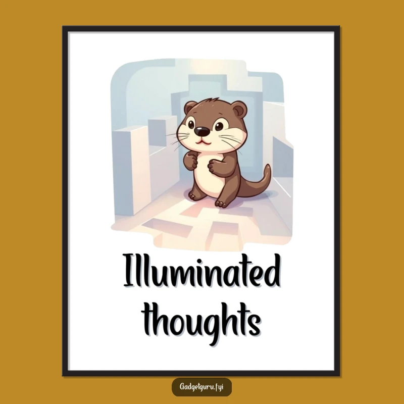 Funny Otter Maze Digital Art Print: Determined Character's Quest