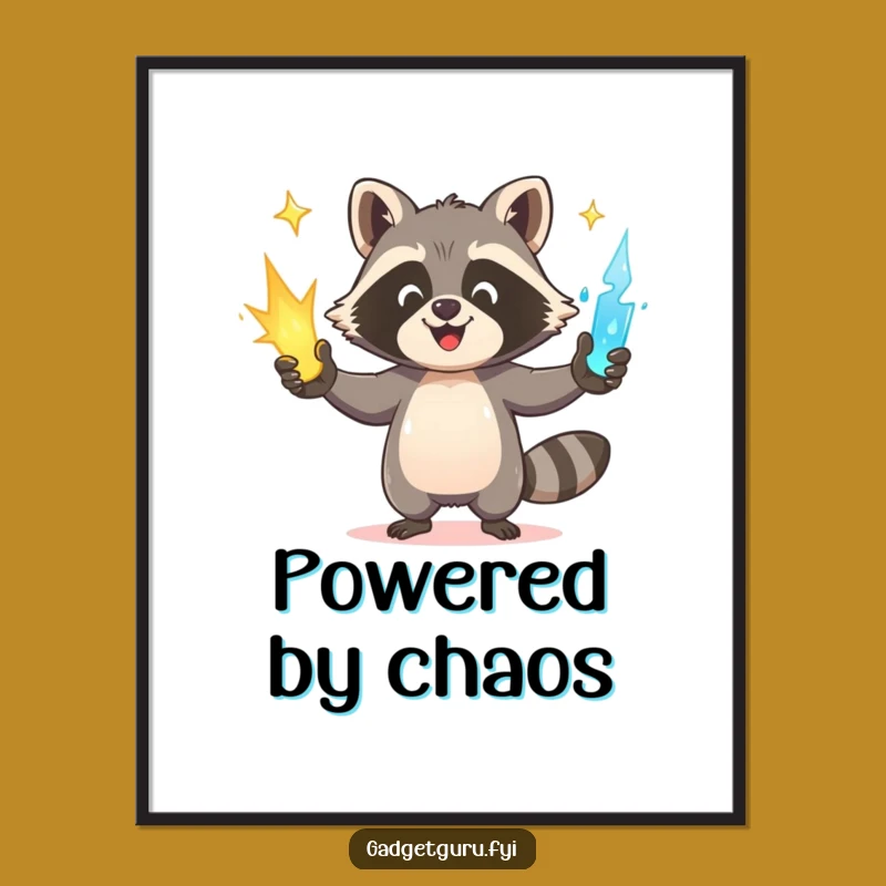 Funny Raccoon Digital Art: Happy Juggler Power for Instant Vibrant Decor