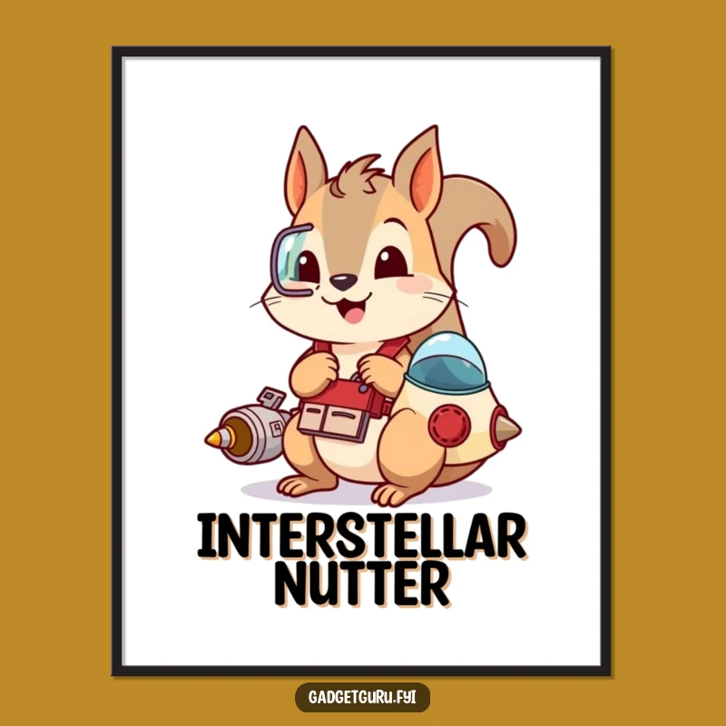 Funny Squirrel Spaceship Digital Art: Inventive Charm for Your Space