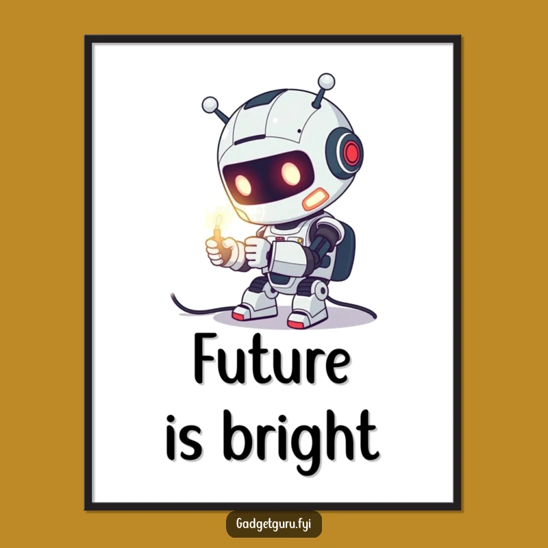 Funny Robot Tinkering Digital Art - Instant Tech & Whimsical Decor