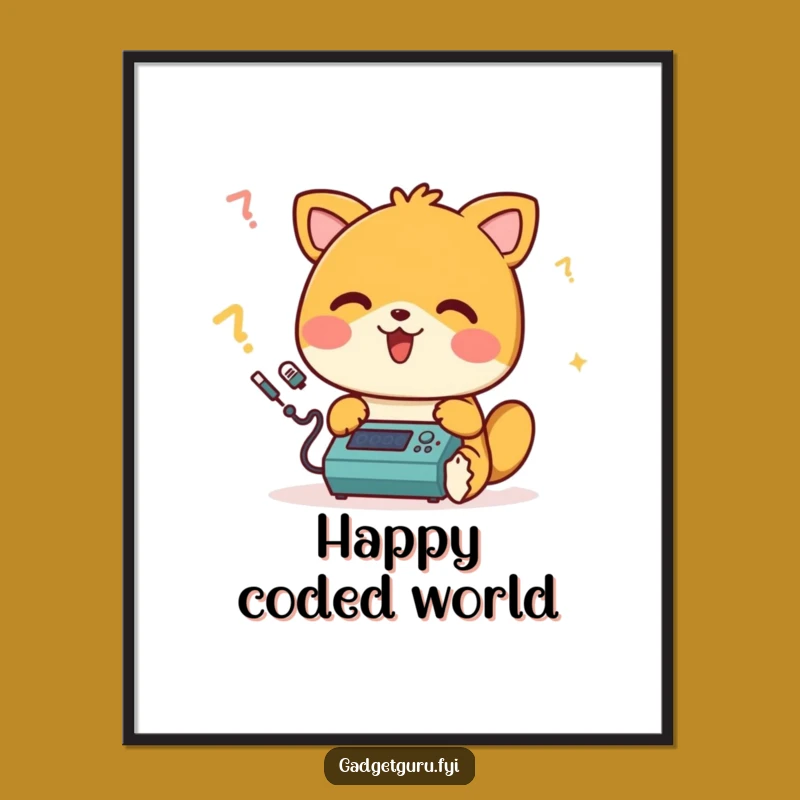 Funny Happy Animal Programming Print: Instant Cheerful Tech Decor!