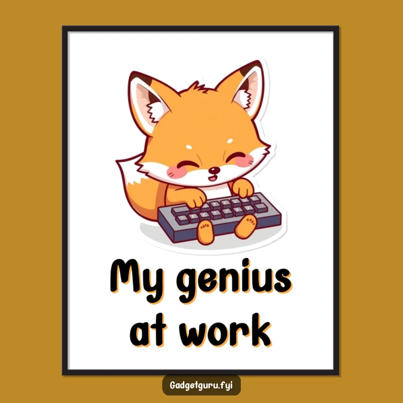 Funny Kawaii Fox Digital Art: Printable Humor for Your Tech Space