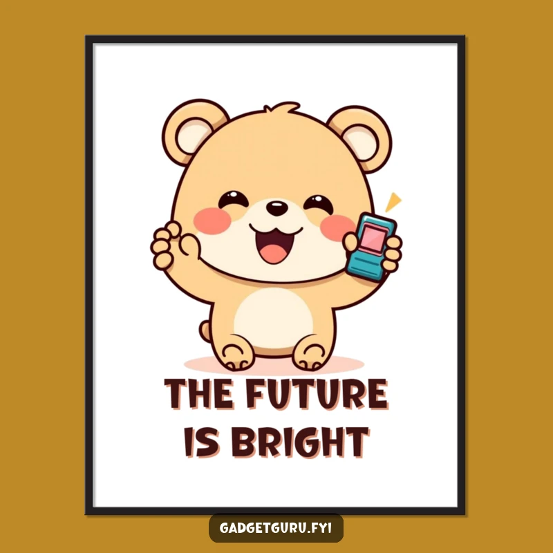 Funny Bear Gadget Digital Art: Printable Tech Enthusiasm for Your Walls
