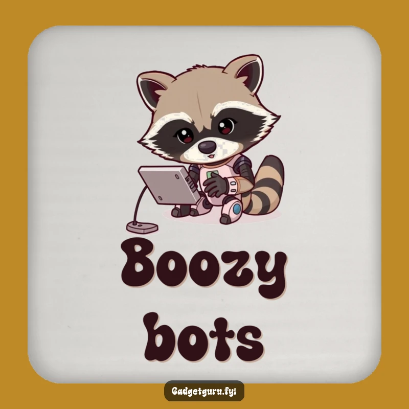 Funny Raccoon Programmer Coaster: Protect Surfaces with Tech Humor