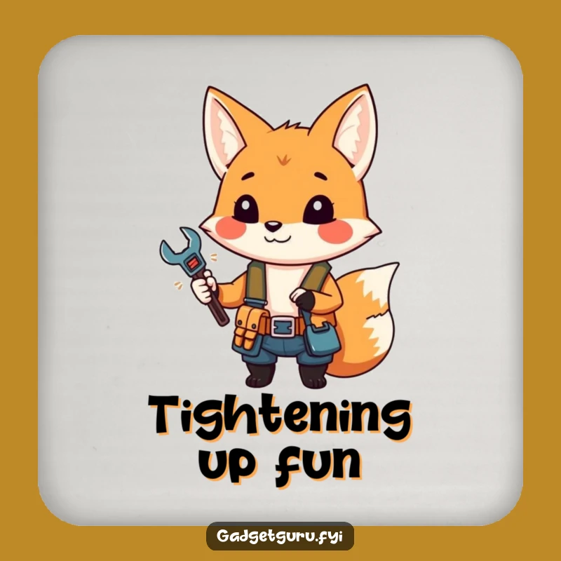 Funny Fox Mechanic Coaster - Protect Surfaces with DIY Humor Gift!