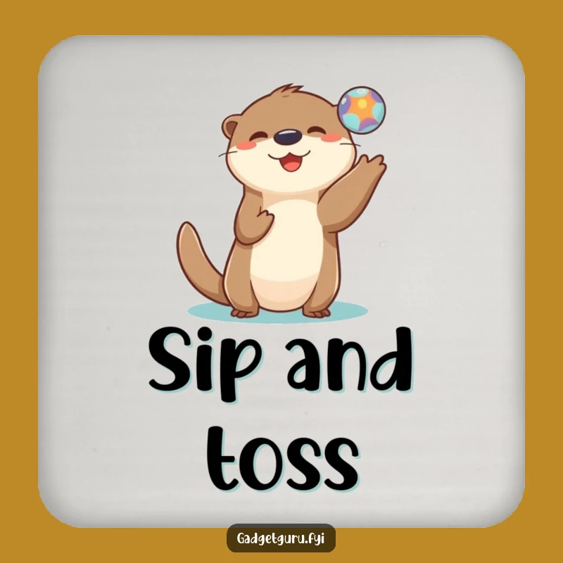 Funny Otter Orb Coaster: Protect Surfaces with Playful Digital Humor Gift