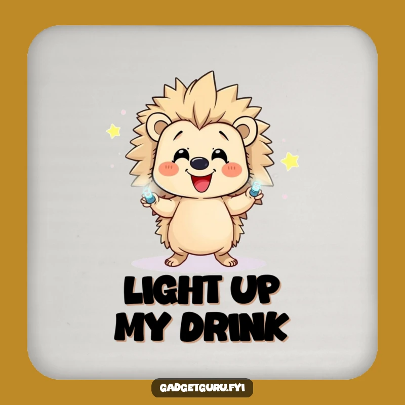 Funny Hedgehog Juggling Drink Coaster: Happy Character's LED Fun