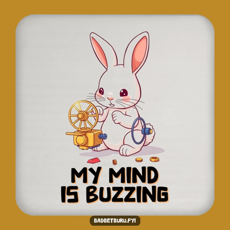 Funny Rabbit Inventor Coaster: Protect Surfaces with Engineering Art, Unique Gift!