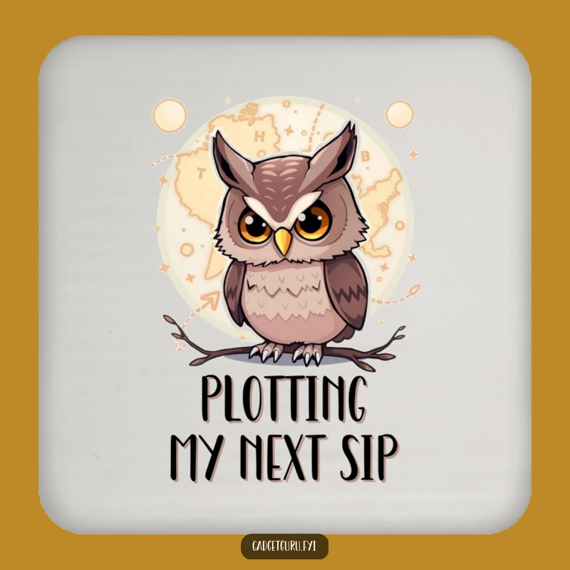 Funny Owl Coaster: Protect Surfaces with a Curious Owl Map Design
