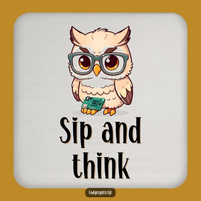 Funny Smart Owl Coaster: Techy Protector, Perfect Host Gift!