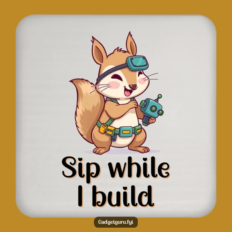 Funny Squirrel Mechanic Coaster Set: Protect Surfaces with Tools