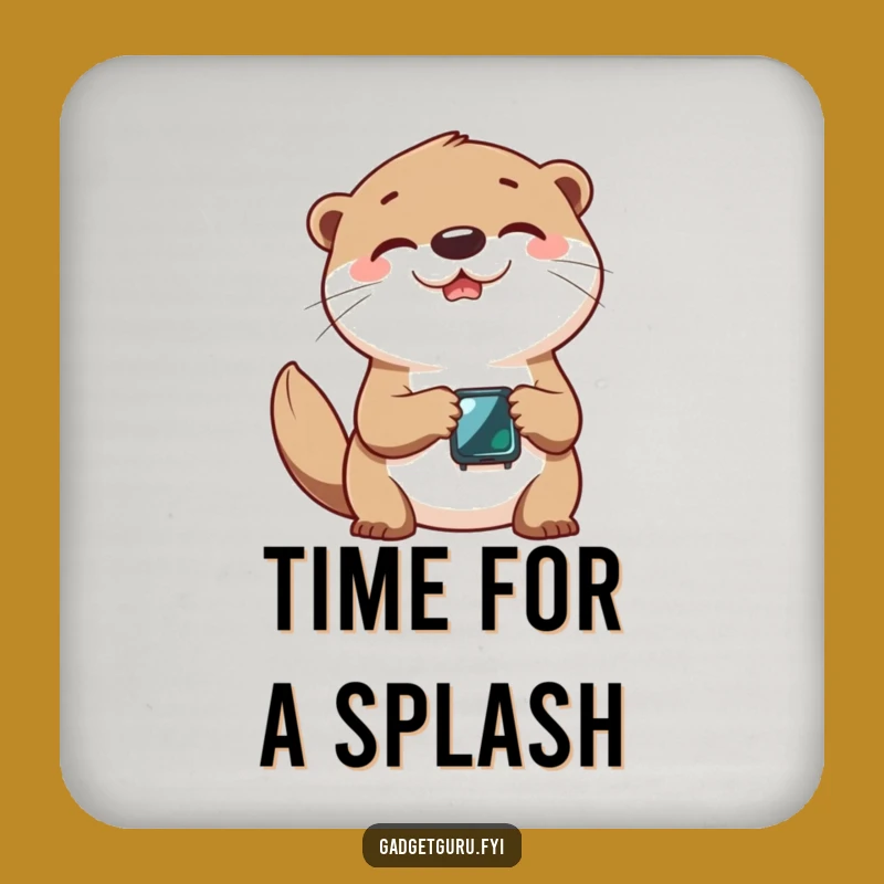 Funny Otter Smartwatch Coaster - Protect Surfaces with Playful Humor Gift!