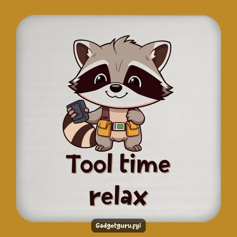 Funny Raccoon Tool Coaster: Protect Surfaces with a Humorous Mechanic Design, Great Gift
