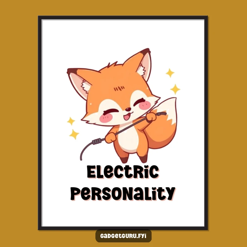 Funny Fox Zapping Wire Poster - Hilarious Wall Art for Mischief Lovers