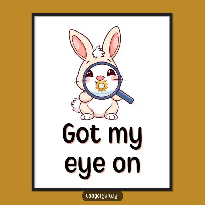 Funny Bunny Magnifying Art Print - Whimsical Gift for Decor Enthusiasts