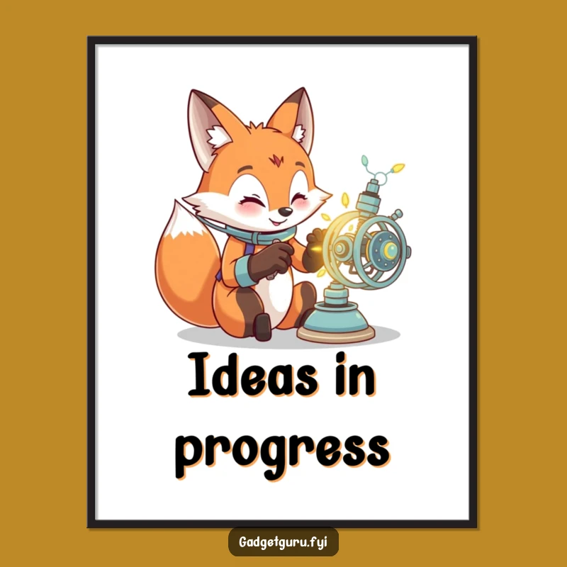 Funny Fox Inventor Poster: Hilarious Wall Art for the Aspiring Gadget Master