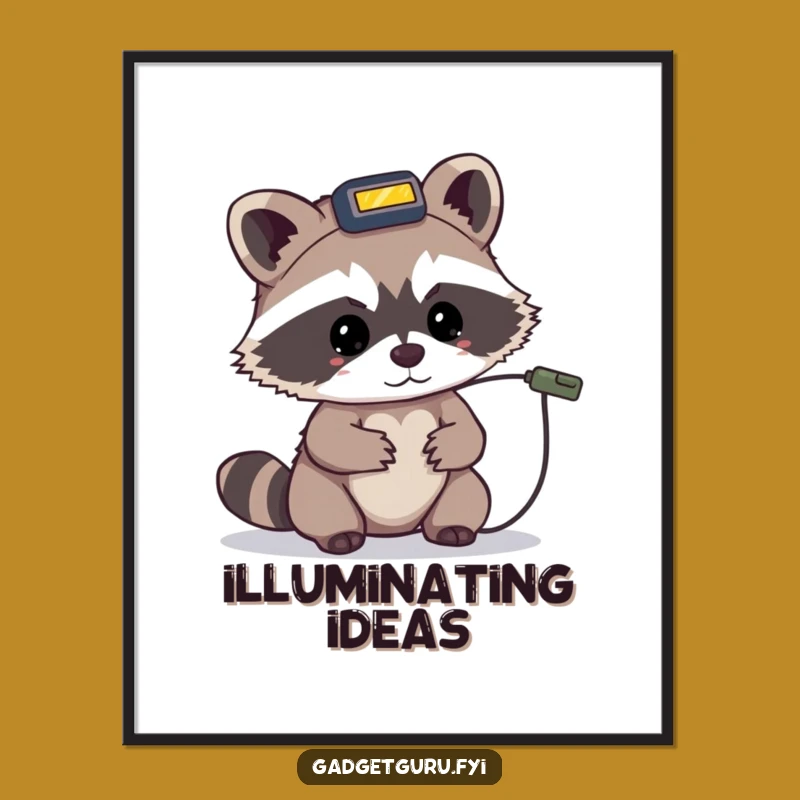 Funny Raccoon Troubleshooter Poster - Focused Art, Tech Decor, Hilarious Gift!